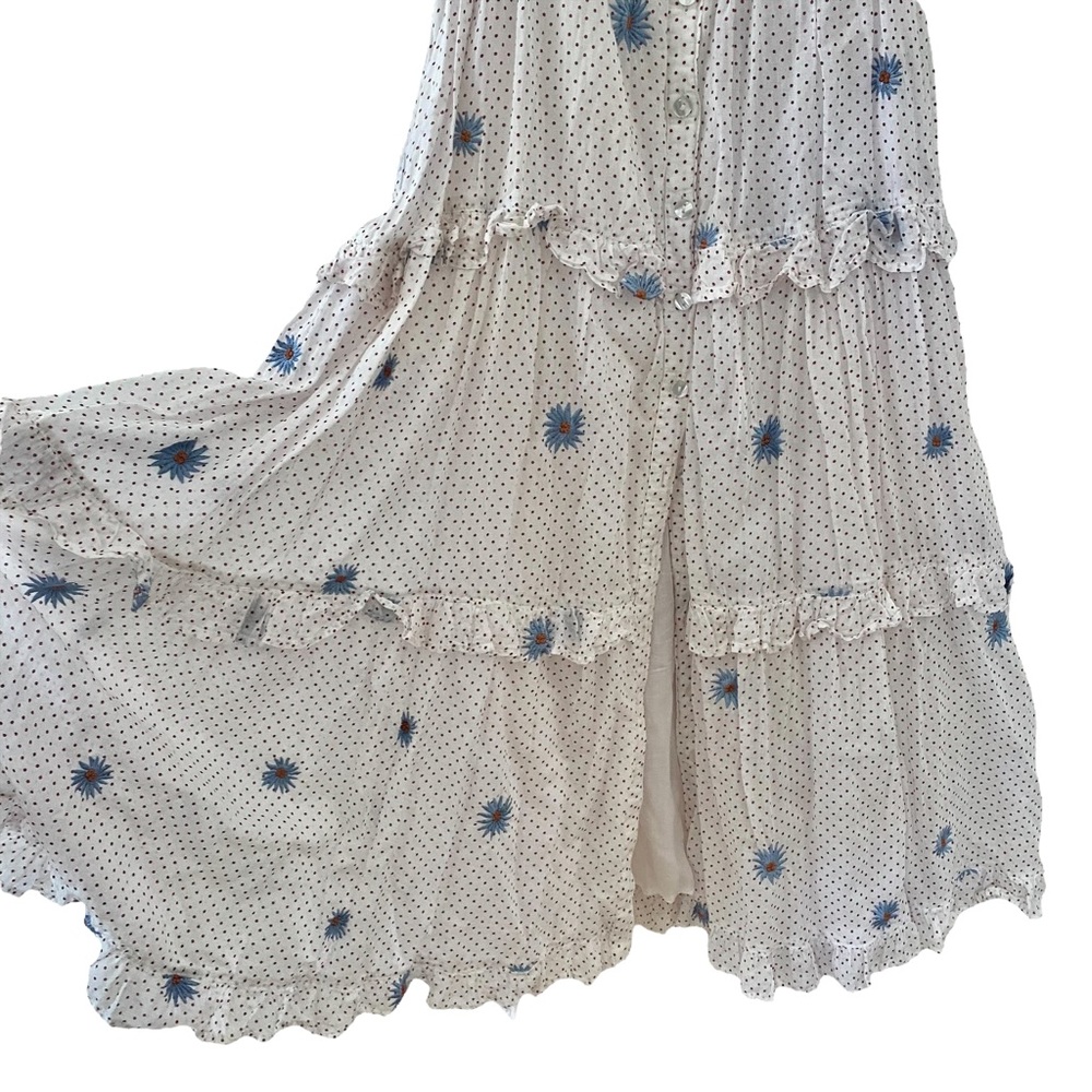 SOLD - Free People Women's Daisy Chain Button Up Midi Dress in White / Ecru - Picture 3 of 13